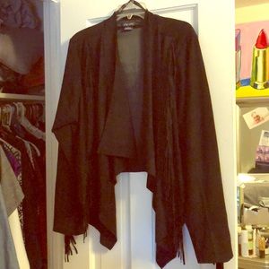 City Chic Faux Suede Fringe Blazer